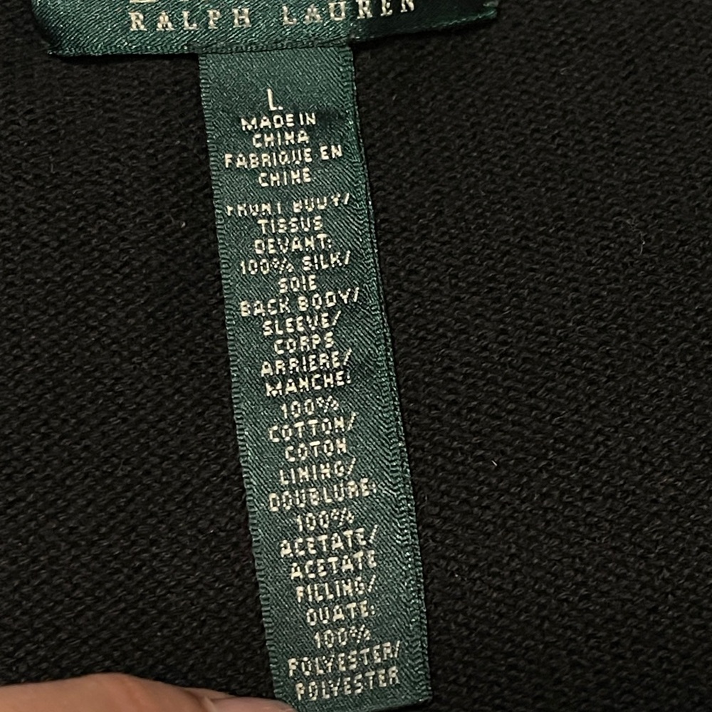 Ralph Lauren Ladies Size Large Black Front Zip Equestrian Sweater - Picture 5 of 5